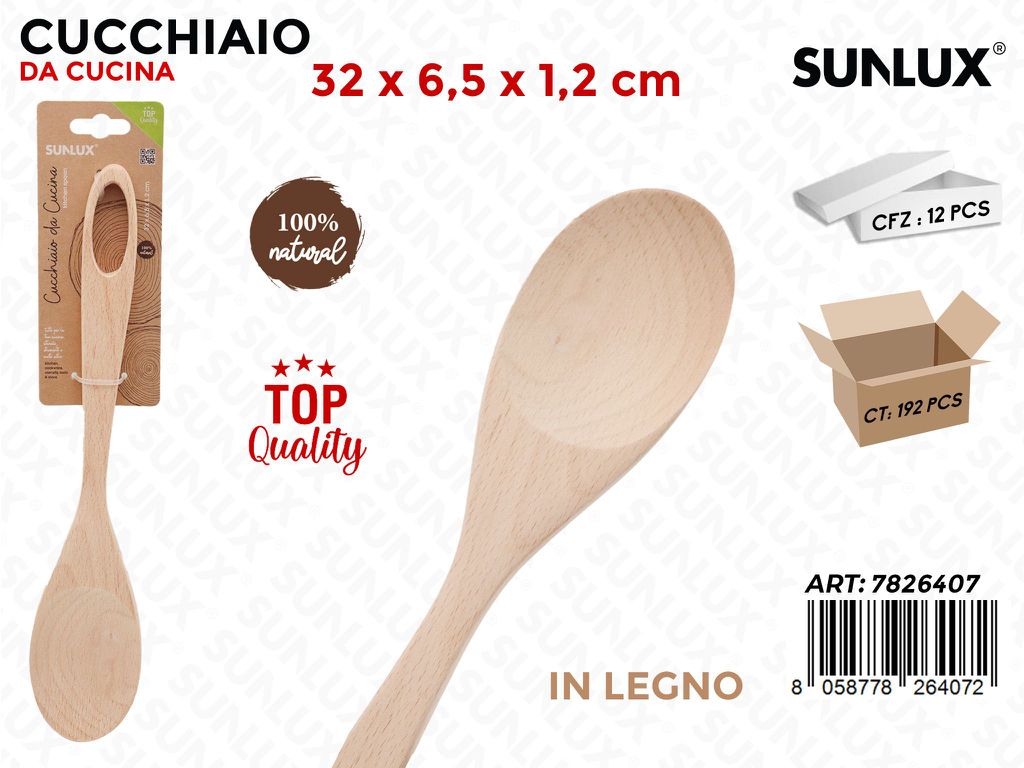 Sunlux Cucchiaio da Cucina in Legno 32*6.5*1.2CM