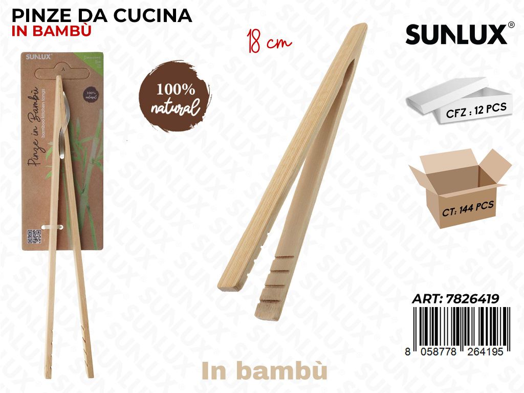 Sunlux Pinze da Cucina in Bambu 18CM