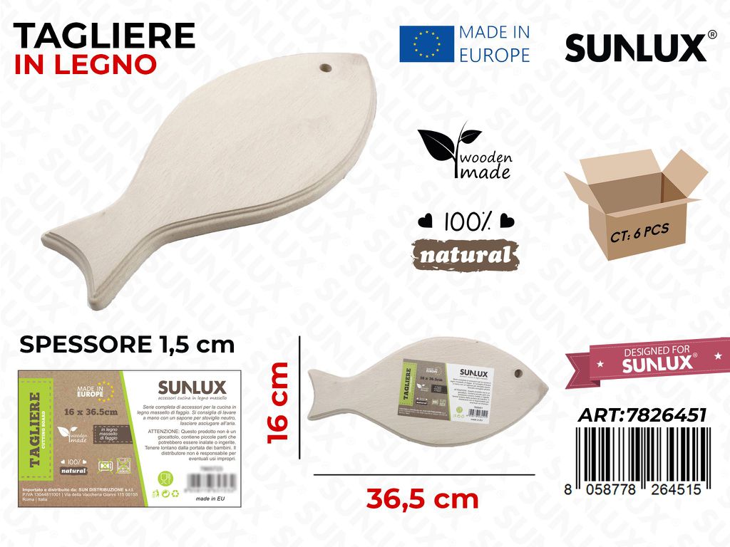 Tagliere Legno di Faggio 16*36.5 Cm