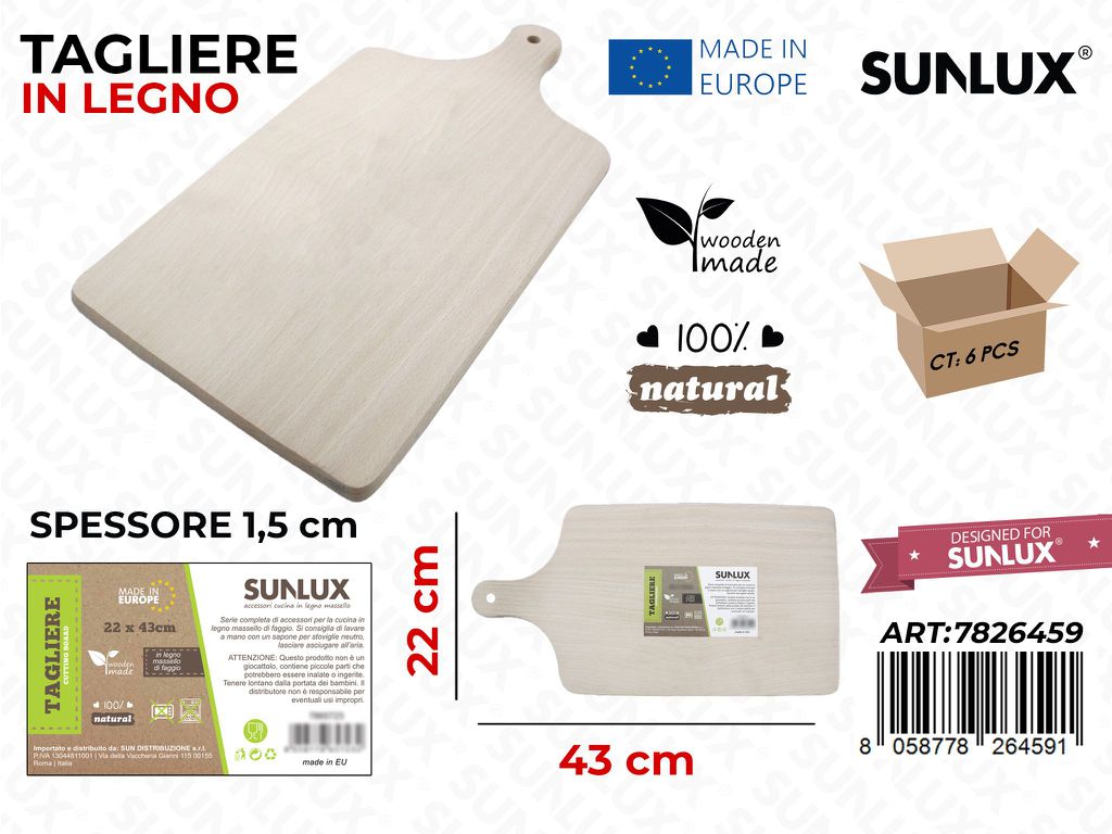 Tagliere Legno di Faggio 22*43 Cm