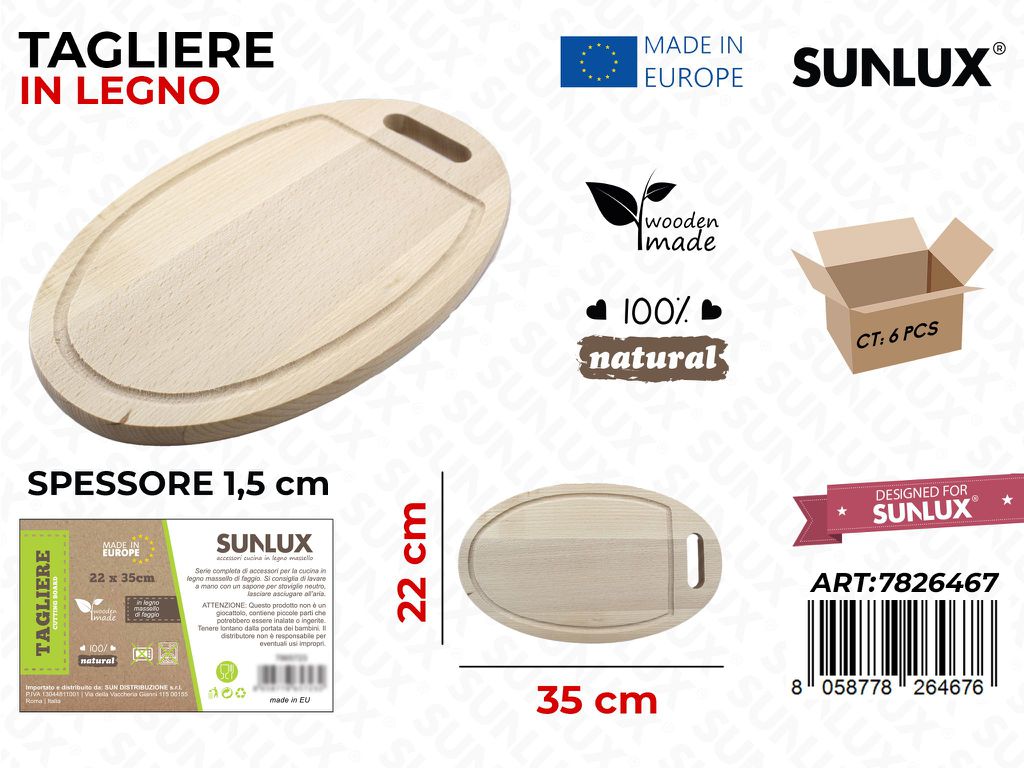 Tagliere Legno di Faggio 22*35 Cm