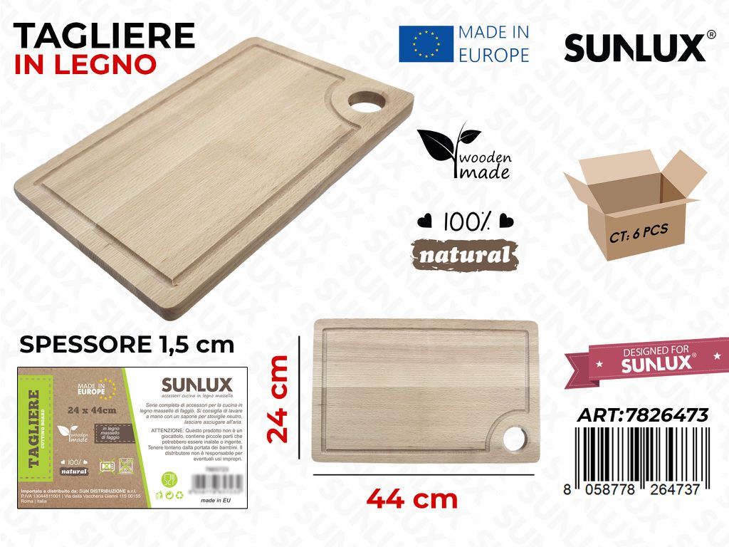 Tagliere Legno di Faggio 24*44 Cm