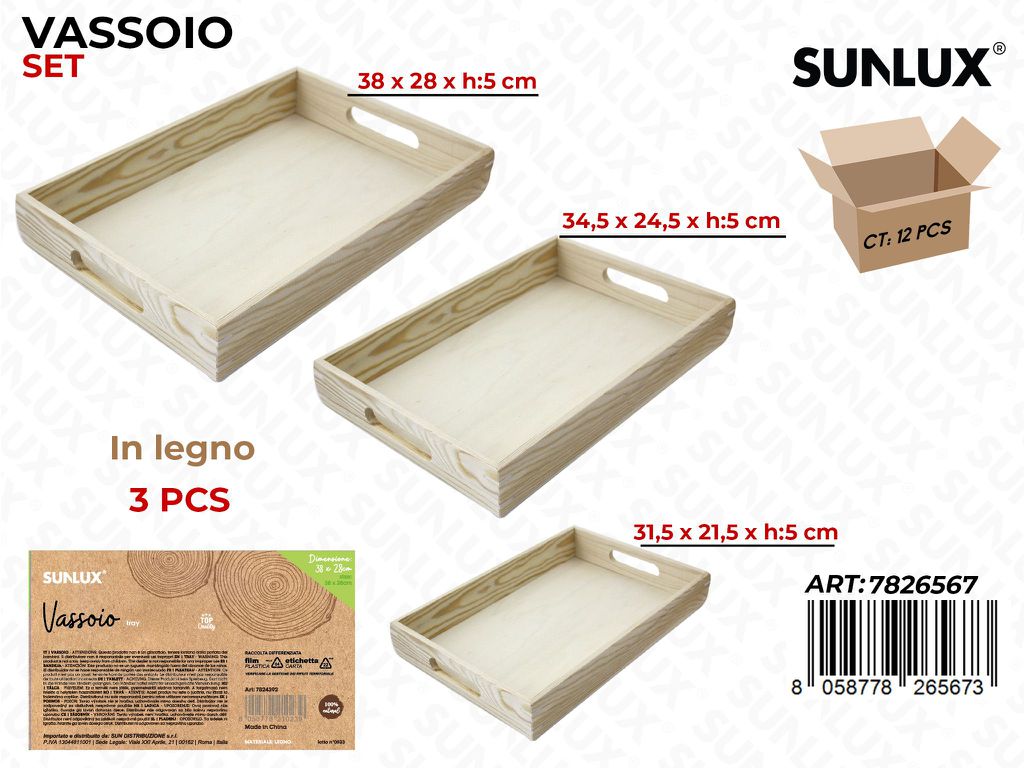 Set Vassoio in Legno 3PCS