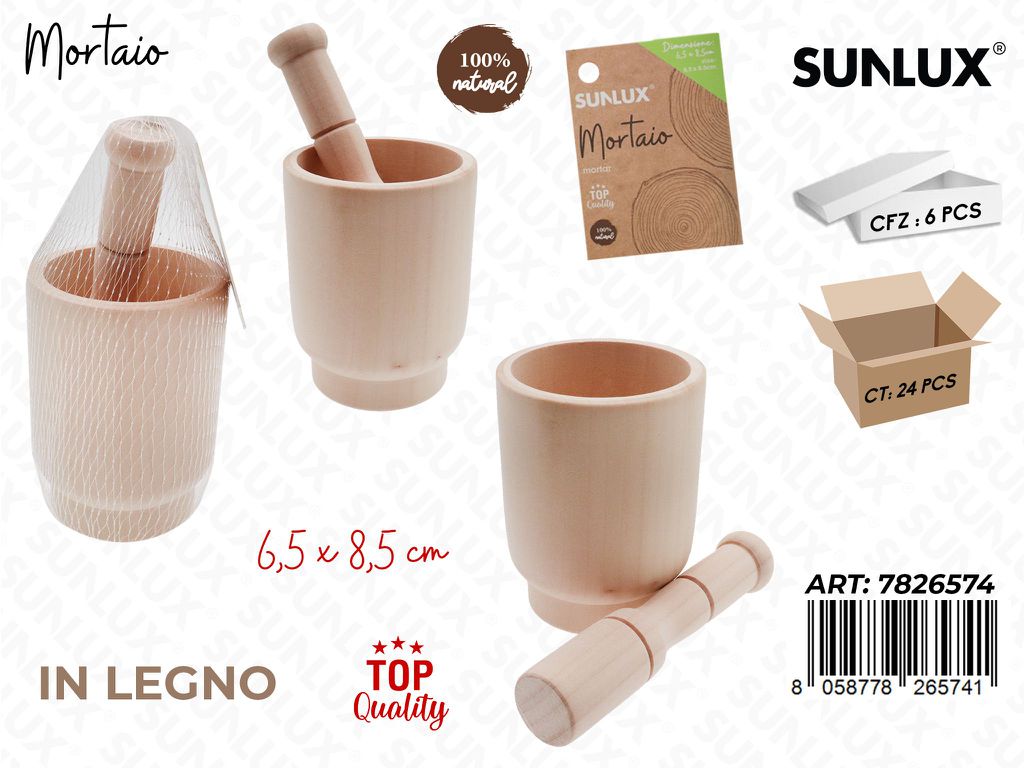 Sunlux Mortaio in Legno 6.5*8.5CM