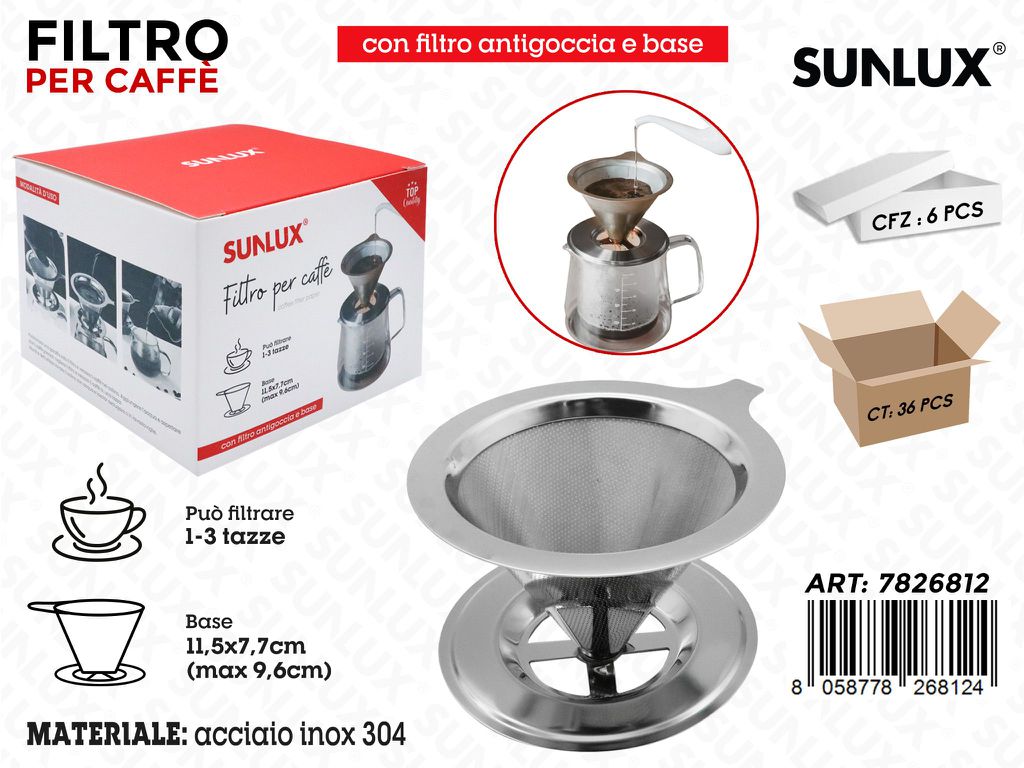 Sunlux Filtro per Caffe Acc. Inox 304 11.5*7.7CM