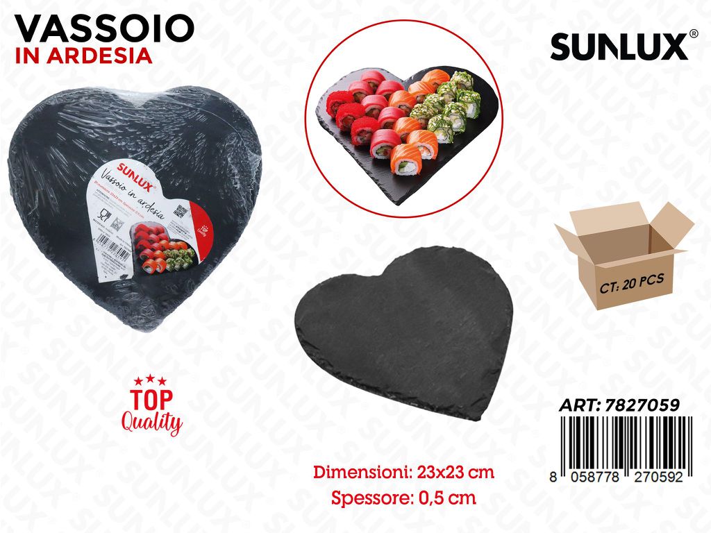 Sunlux Vassoio in Ardesia Cuore 23*23*0.5CM