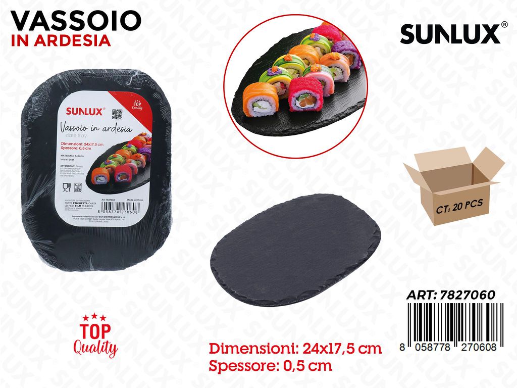 Sunlux Vassoio in Ardesia Ovale 24*17.5*0.5CM