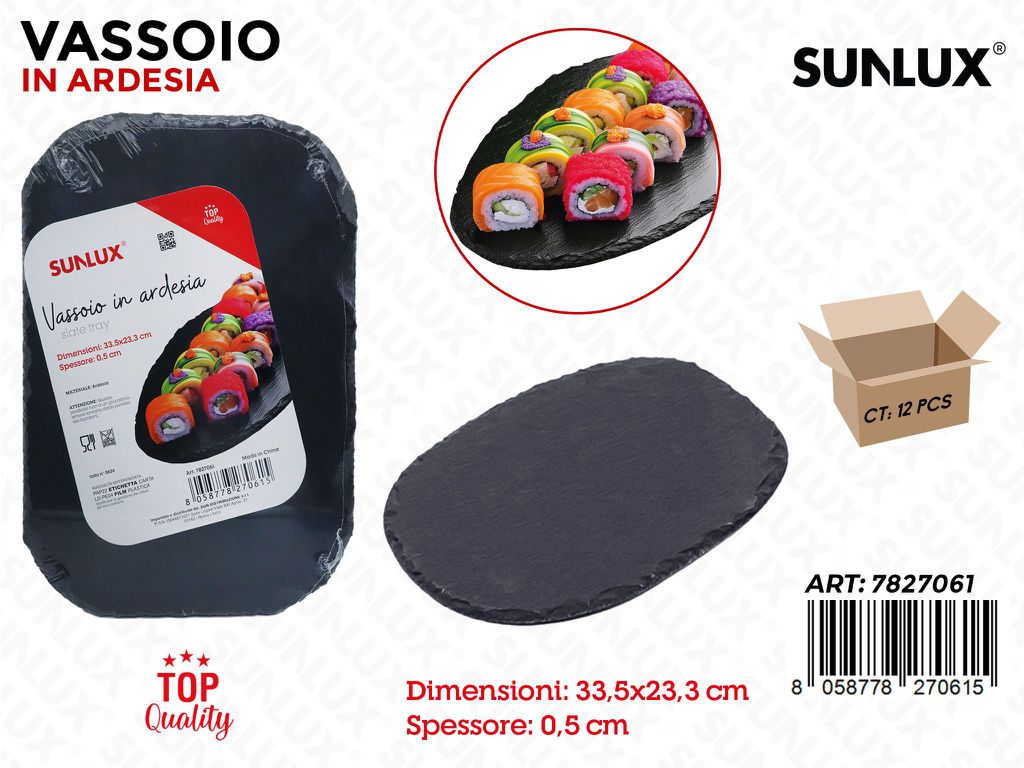 Sunlux Vassoio in Ardesia Ovale 33.5*23.3*0.5CM