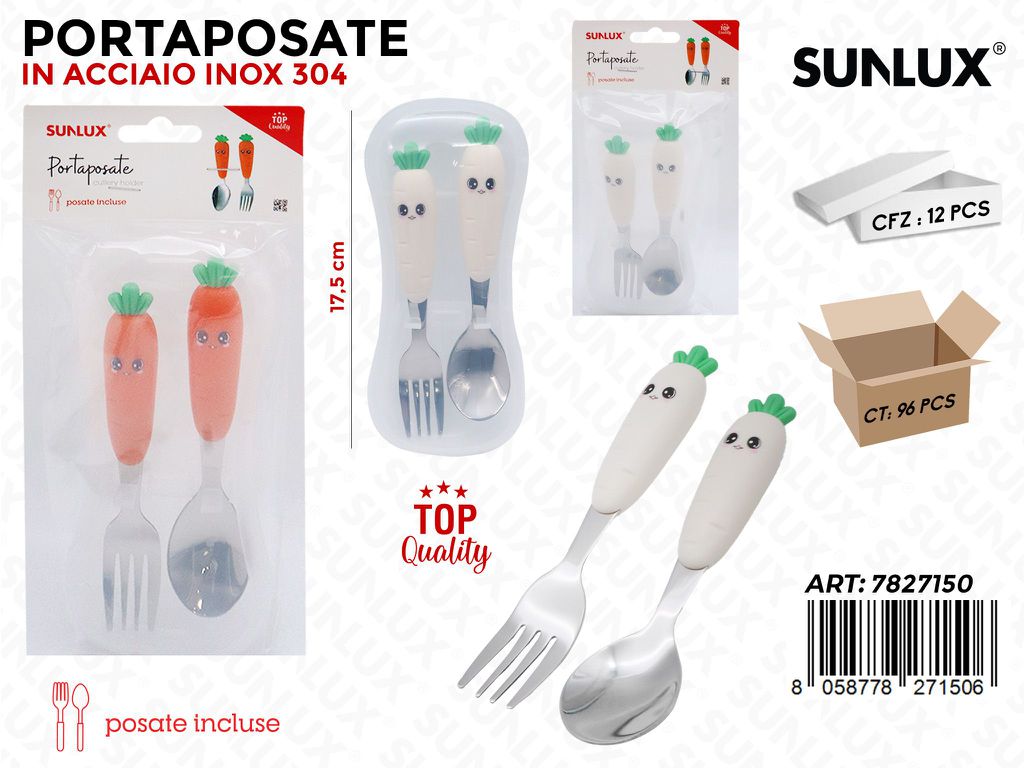 Sunlux Portaposate c/Posate Acc. Inox 17.5CM Ass.