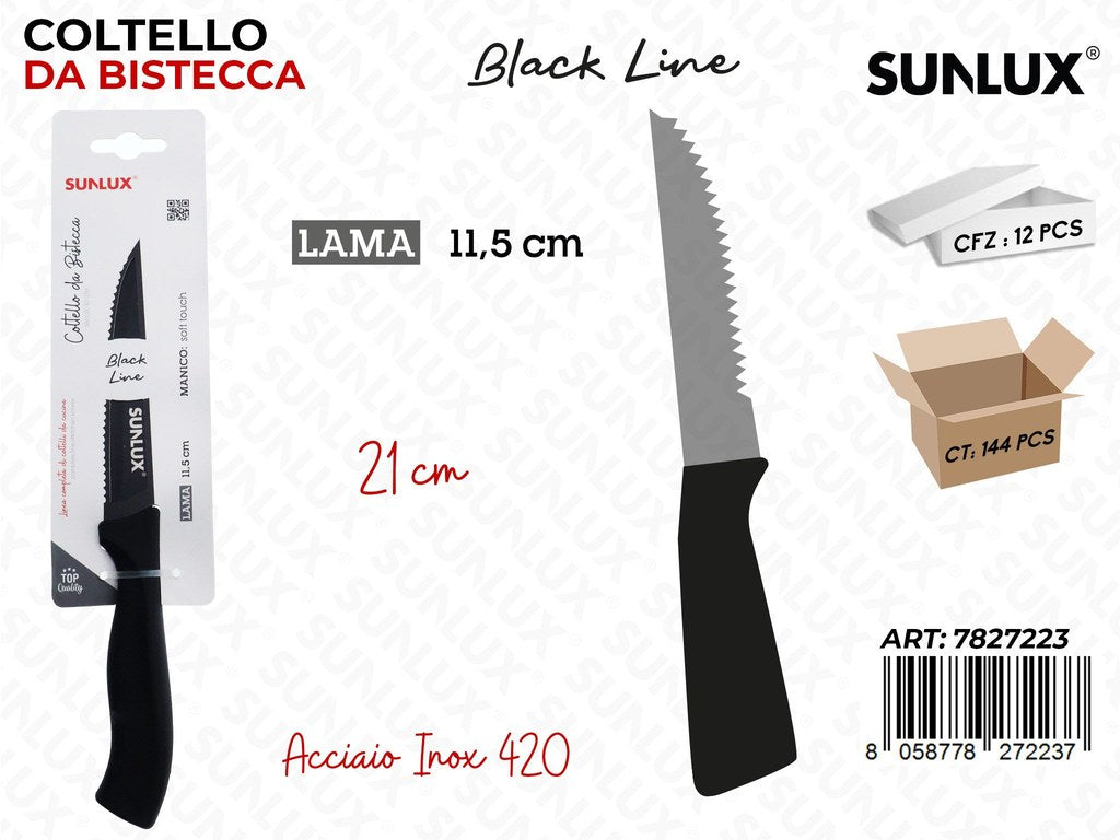 Sunlux Coltello Bistecca Black Line Inox 420 21*11.5CM