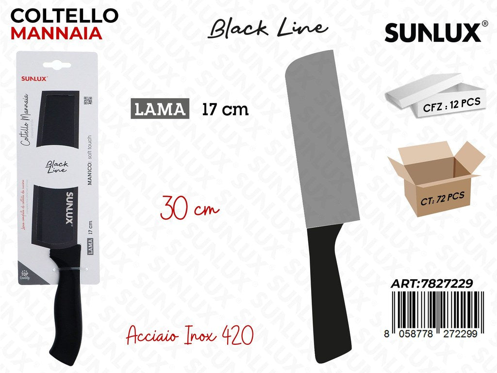Sunlux Coltello Mannaia Black Line Inox 420 30*17CM