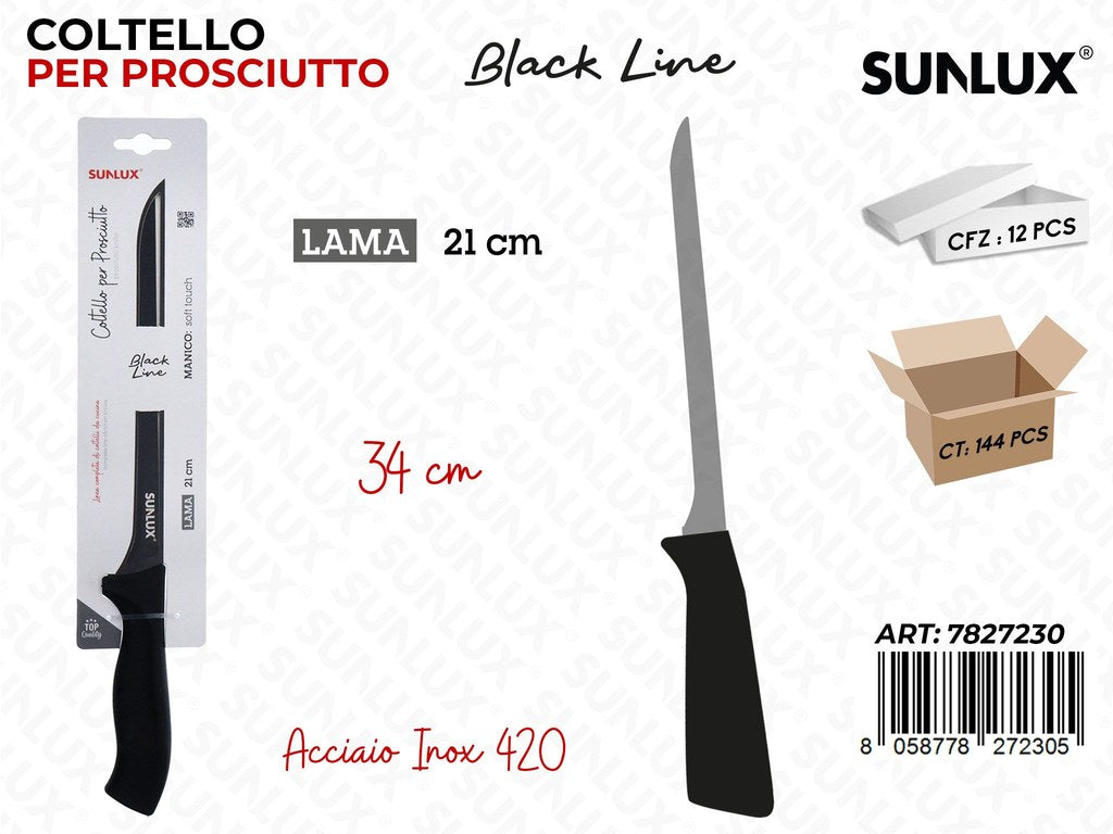 Sunlux Coltello per Prosciutto Black Line Inox 420 34*21CM