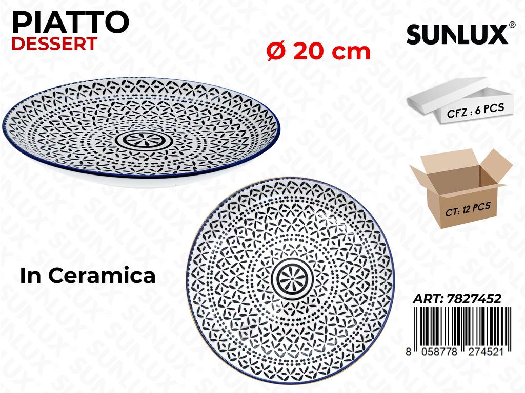 Sunlux Piatto Dessert Ceramica D.20CM