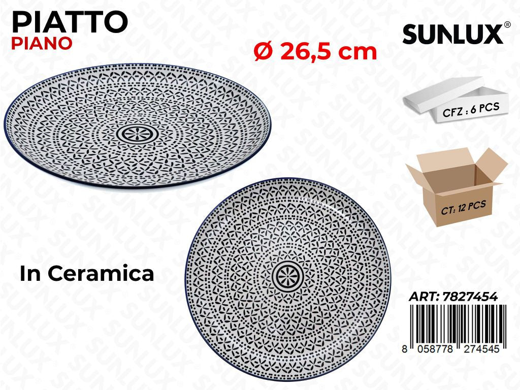 Sunlux Piatto Piano Ceramica D.26.5CM