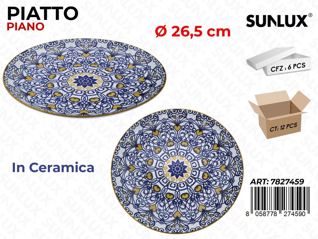 Sunlux Piatto Piano Ceramica D.26.5CM