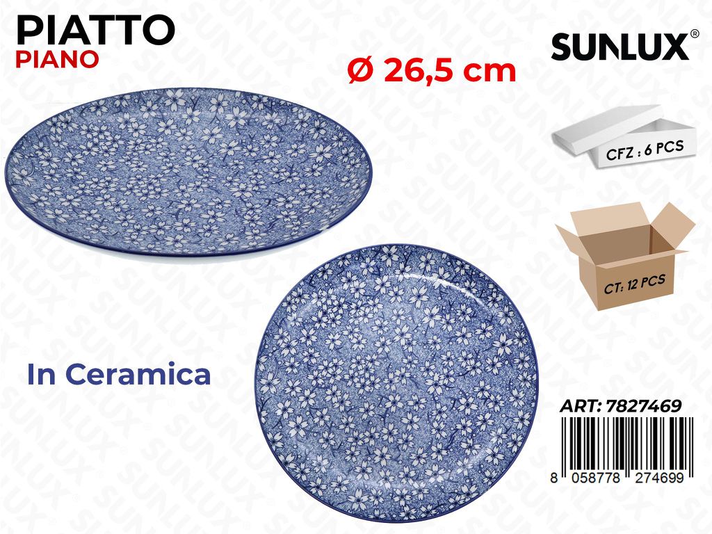 Sunlux Piatto Piano Ceramica D.26.5CM