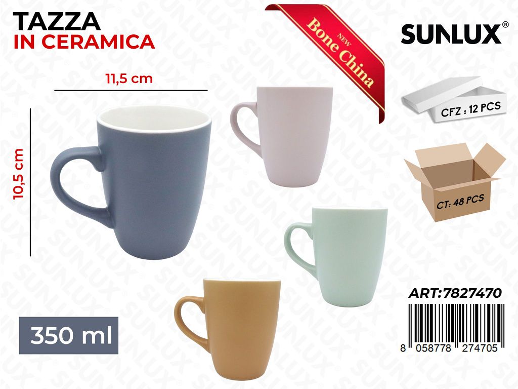Sunlux Tazza in Ceramica 350ML 10.5*11.5CM Ass.