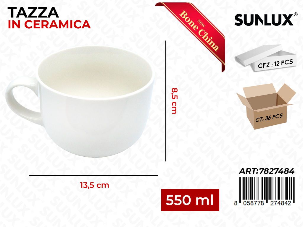 Sunlux Tazza in Ceramica 550ML 13.5*8.5CM