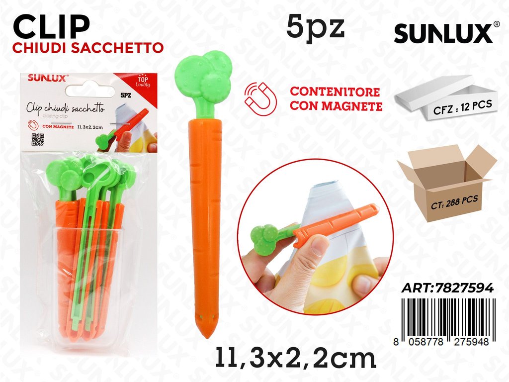 Sunlux Clip Chiudi Sacchetto 5PCS 11.3*2.2CM