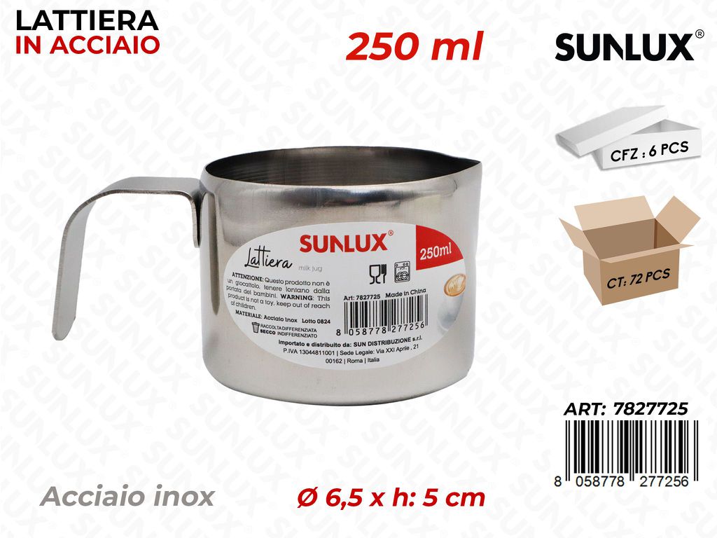 Sunlux Lattiera in Acciaio Inox 250ML 6.5*5CM