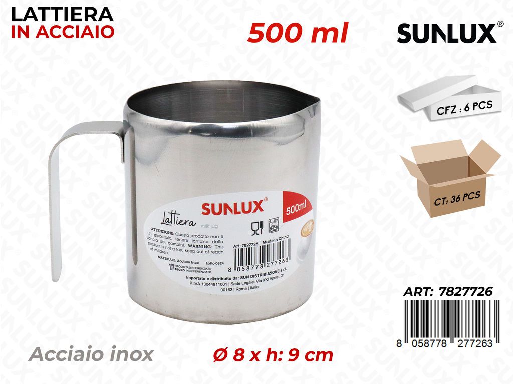 Sunlux Lattiera in Acciaio Inox 500ML 8*9CM