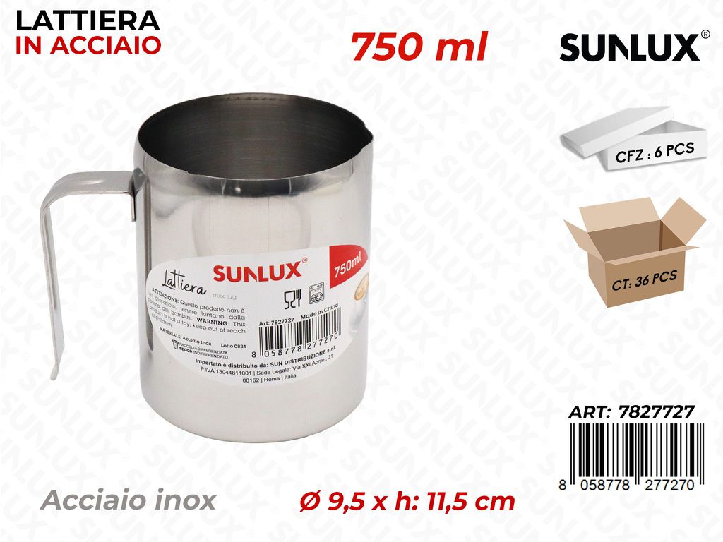 Sunlux Lattiera in Acciaio Inox 750ML 9.5*11.5CM