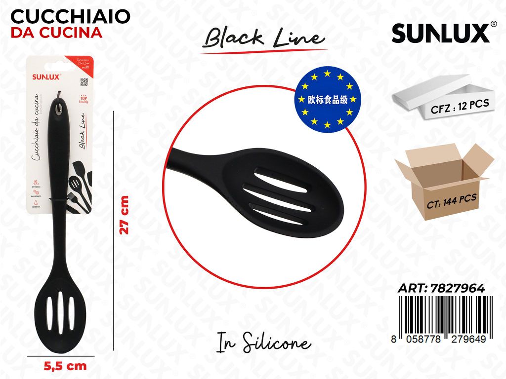 Sunlux Black L. Cucchiaio Cucina Silicone 5.5*27CM