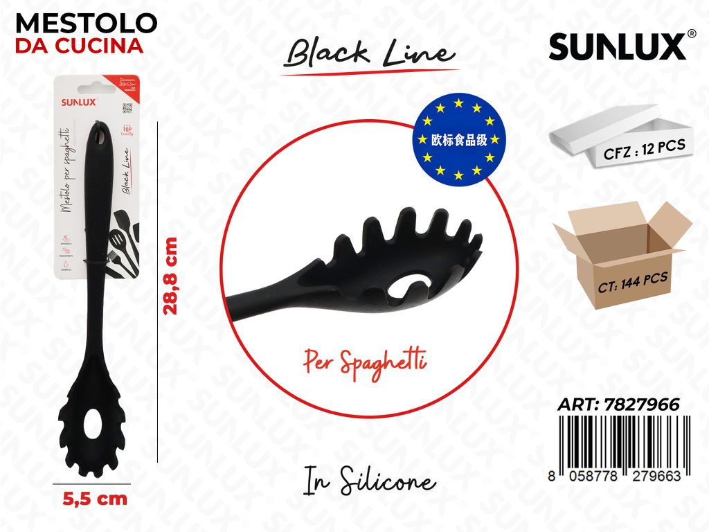 Sunlux Black L. Mestolo Cucina Silicone 5.5*28.8CM