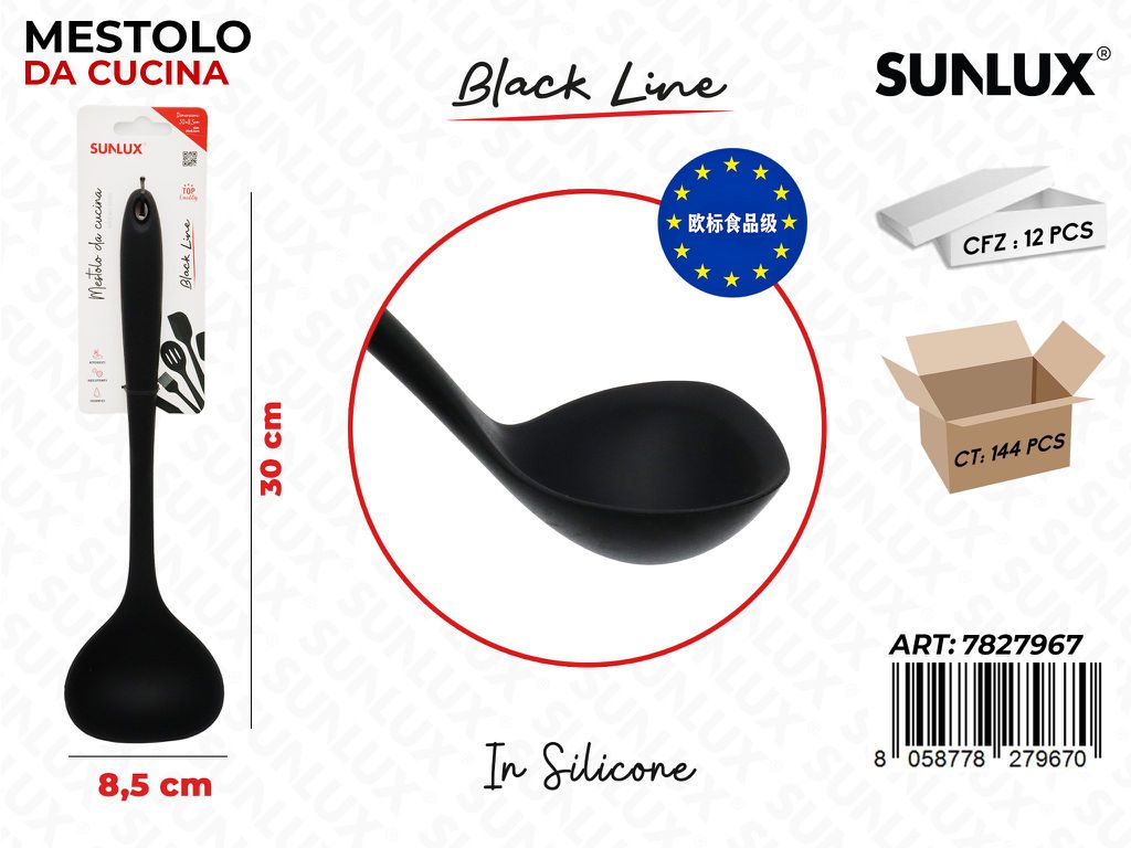 Sunlux Black L. Mestolo Cucina Silicone 8.5*30CM