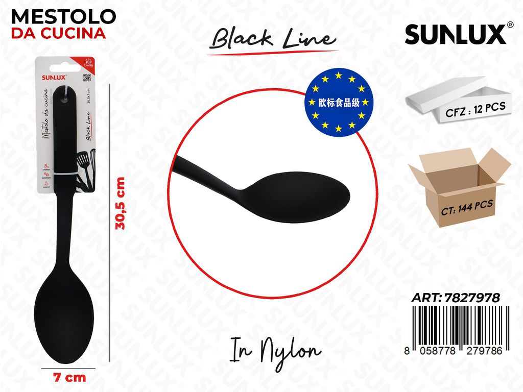 Sunlux Black L. Mestolo da Cucina Nylon 7*30.5CM