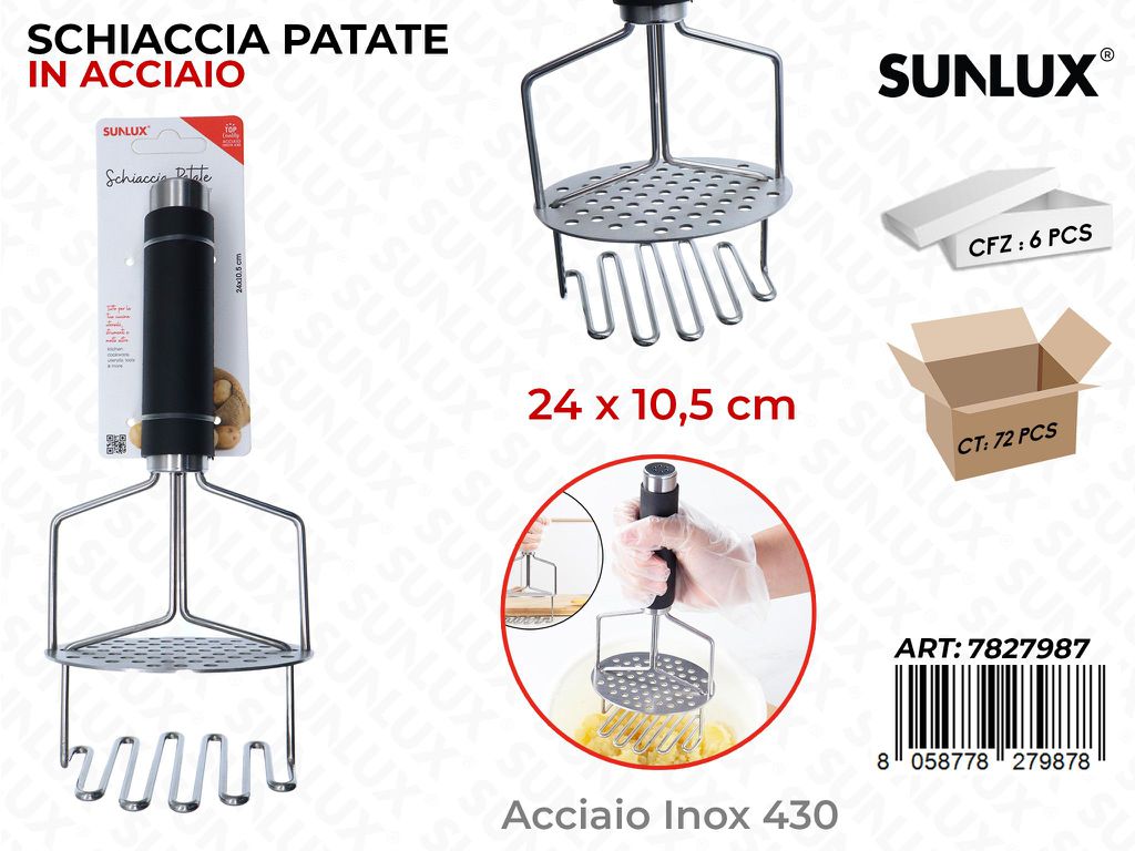 Sunlux Schiaccia Patate Acciaio 430 24*10.5CM