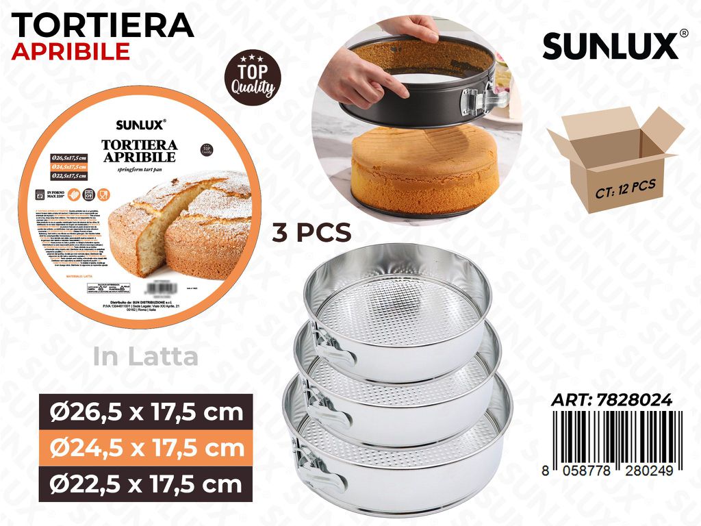 Sunlux Tortiera Apribile in Latta 3PCS Ass.