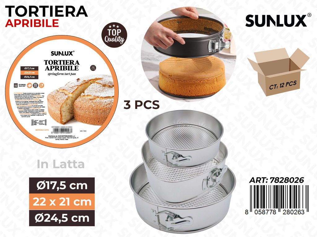 Sunlux Tortiera Apribile in Latta 3PCS Ass.