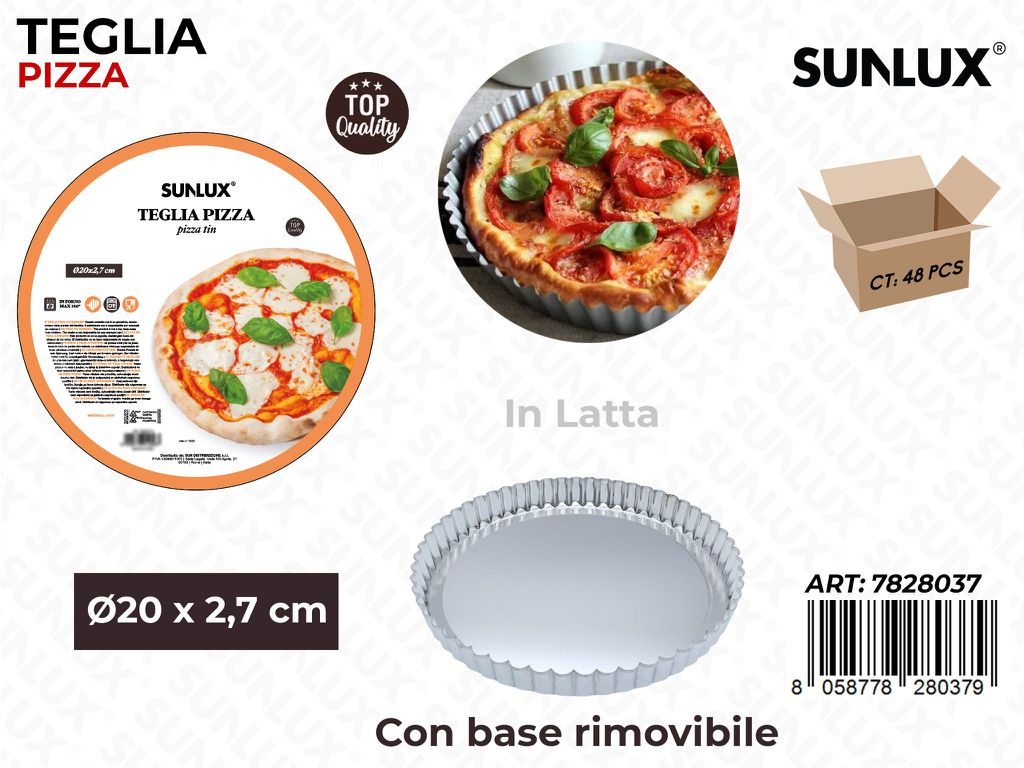 Sunlux Teglia Pizza c/Base Rim. in Latta D.20*2.7CM
