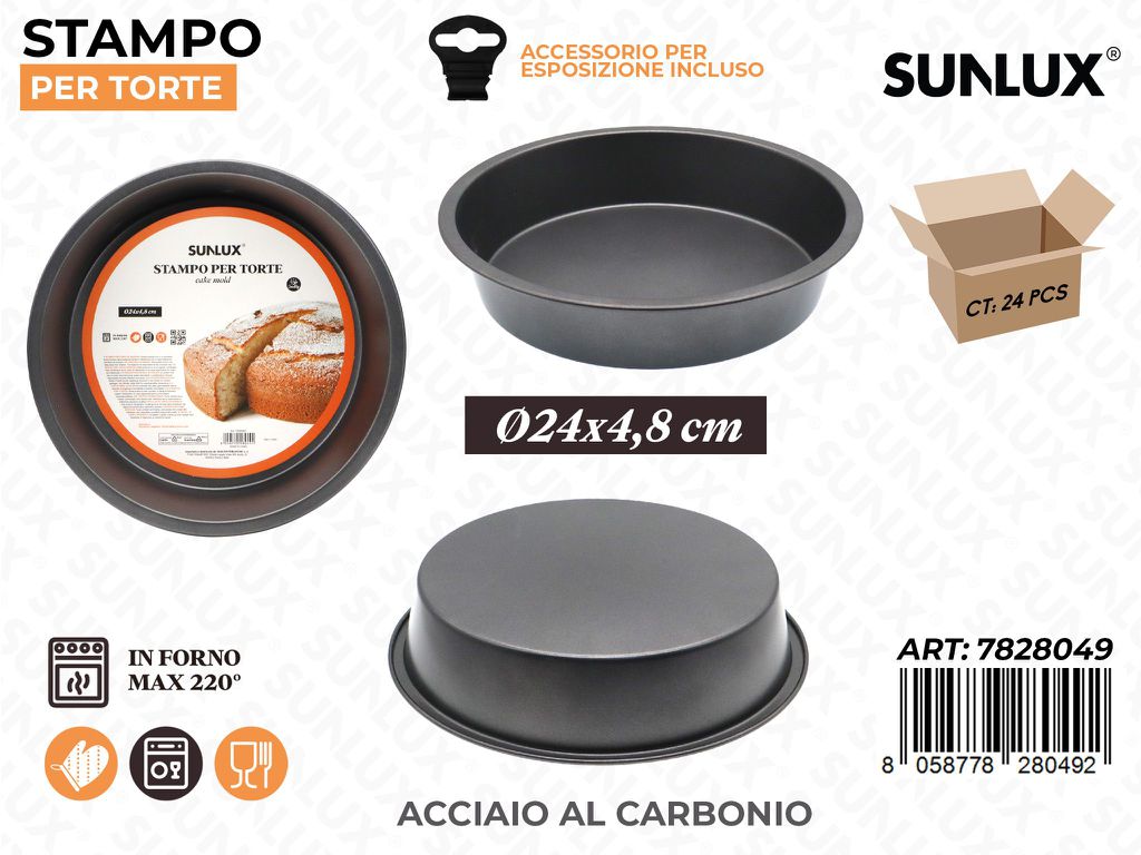 Sunlux Stampo Torte Acc. al Carbonio D.24*4.8CM
