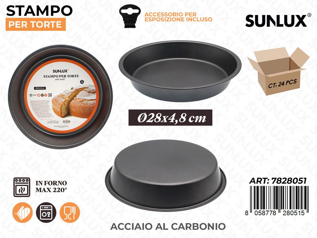 Sunlux Stampo Torte Acc. al Carbonio D.28*4.8CM