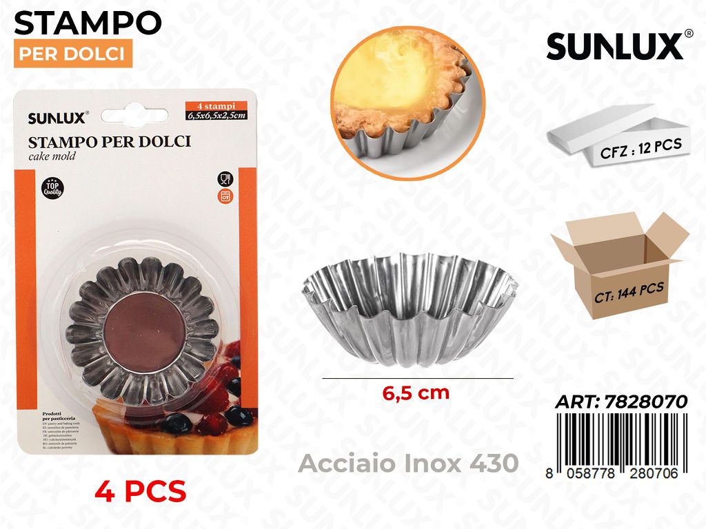 Sunlux Stampo per Dolci Acciaio 430 4PCS 6.5CM