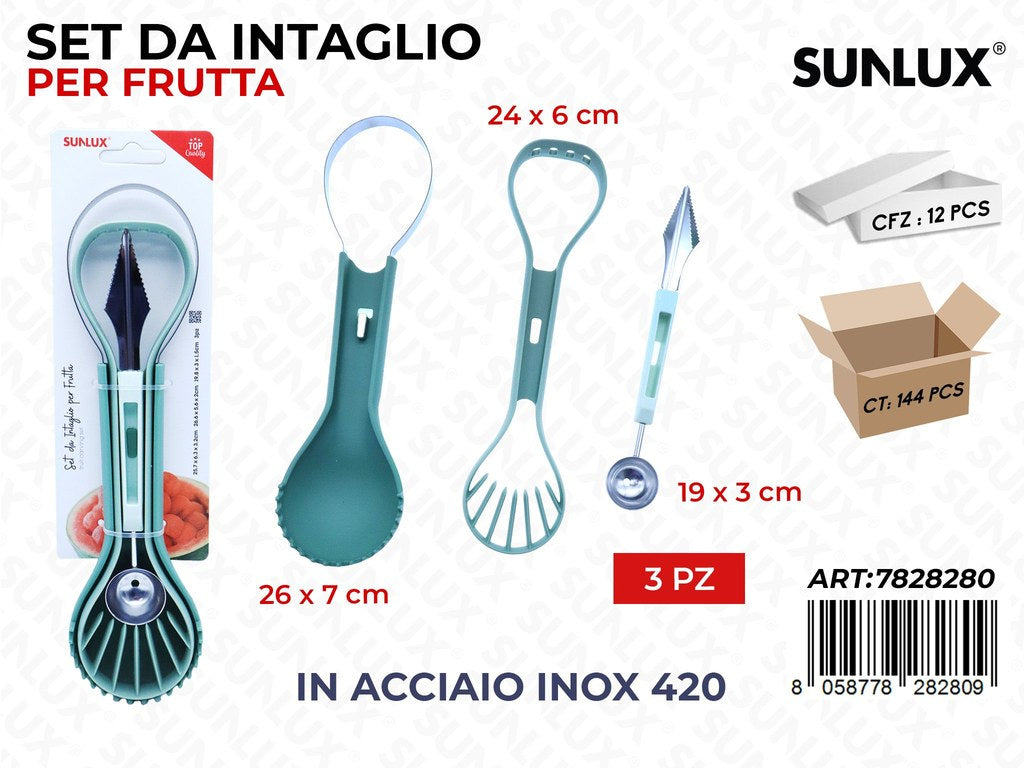 Sunlux Set Intaglio Frutta Inox 420 3PCS Ass.