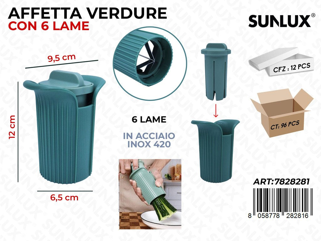 Sunlux Affetta Verdure 6LAME Inox 420 6.5*12*9.5CM