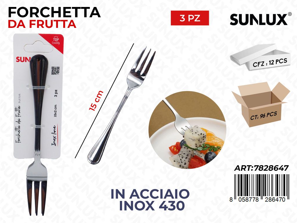 Sunlux Forchetta da Frutta 3PCS Acc.inox 430 15CM