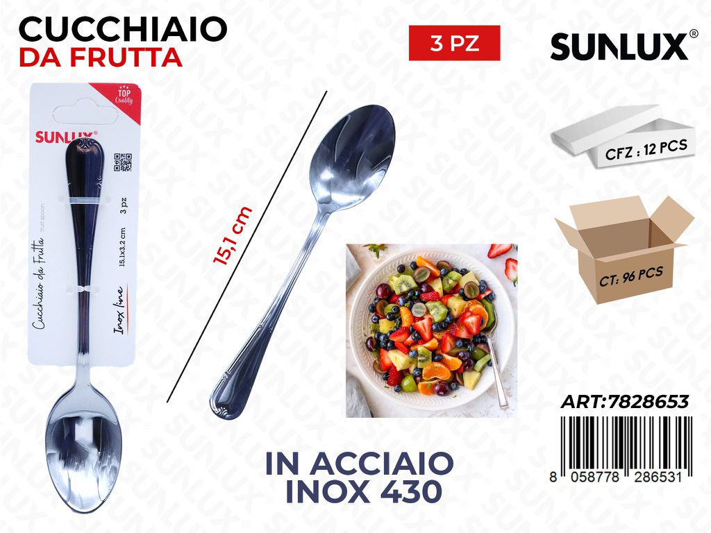 Sunlux Cucchiaio da Frutta Acc.inox 430 3PCS 15.1CM
