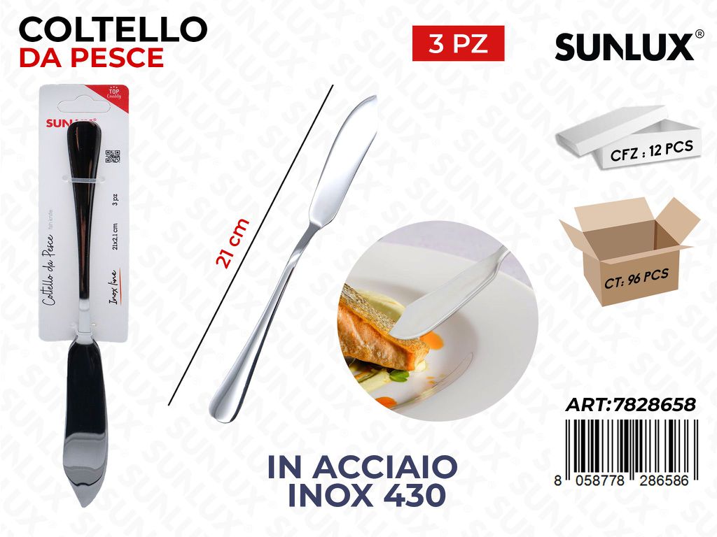 Sunlux Coltello da Pesce 3PCS Acc.inox 430 21CM