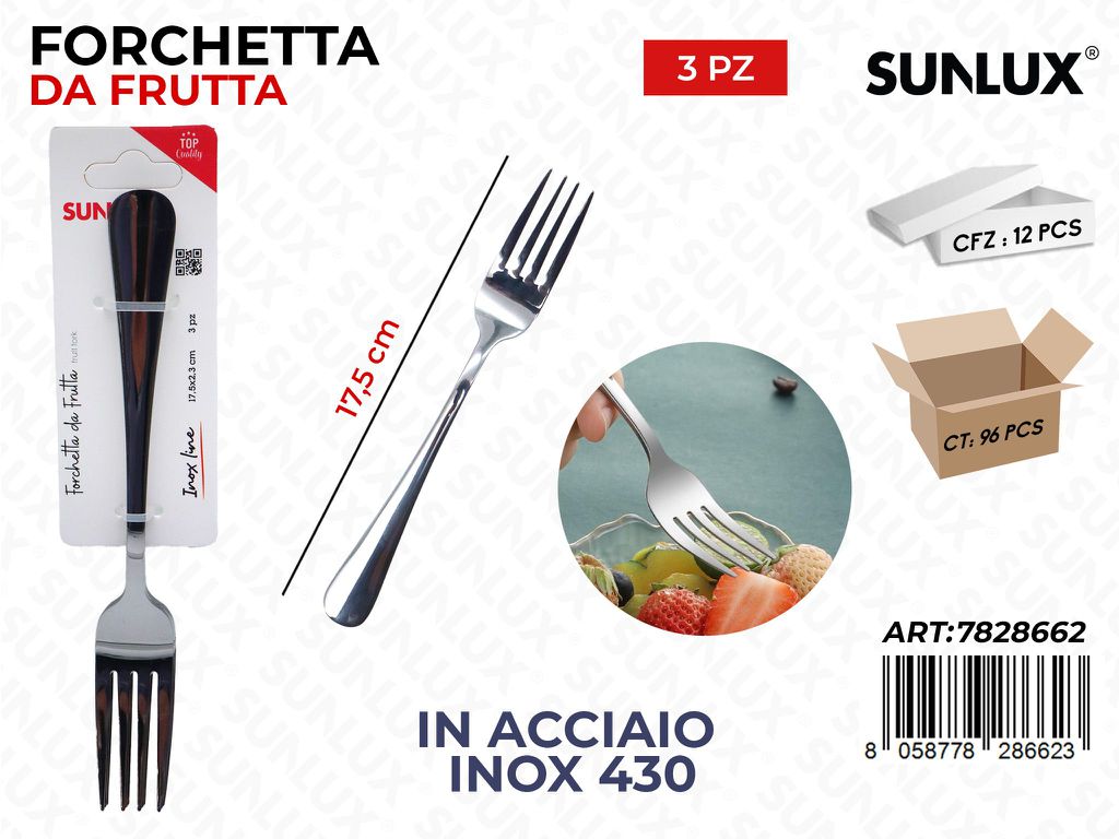 Sunlux Forchetta da Frutta 3PCS Acc.inox 430 17.5CM