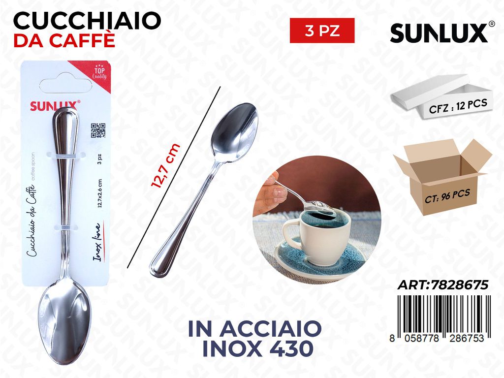 Sunlux Cucchiaio da Caffe 3PCS Acc.inox 430 12.7CM