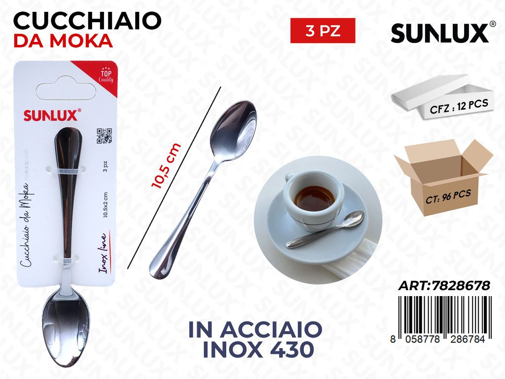 Sunlux Cucchiaio da Moka 3PCS Acc.inox 430 10.5CM