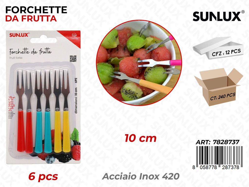 Sunlux Forchette Frutta Acc. Inox 420 6PCS 10CM