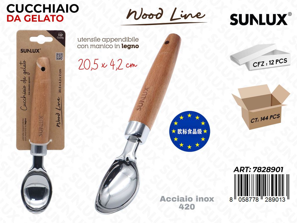 Sunlux Wood L. Cucchiaio Gelato Acc. 420 20.5*4.2CM