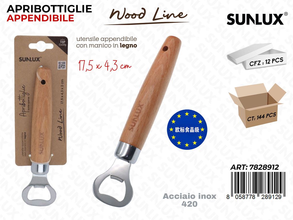 Sunlux Wood L. Rotella Apribottiglie Acc. 420 17.5*4.3CM