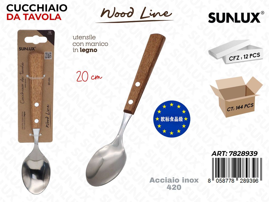 Sunlux Wood L. Cucchiaio da Tavola ACC.420 20CM