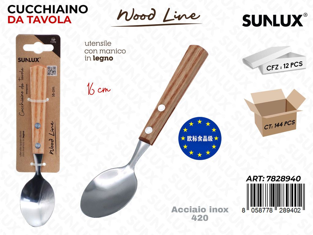 Sunlux Wood L. Cucchiaino da Tavola ACC.420 16CM